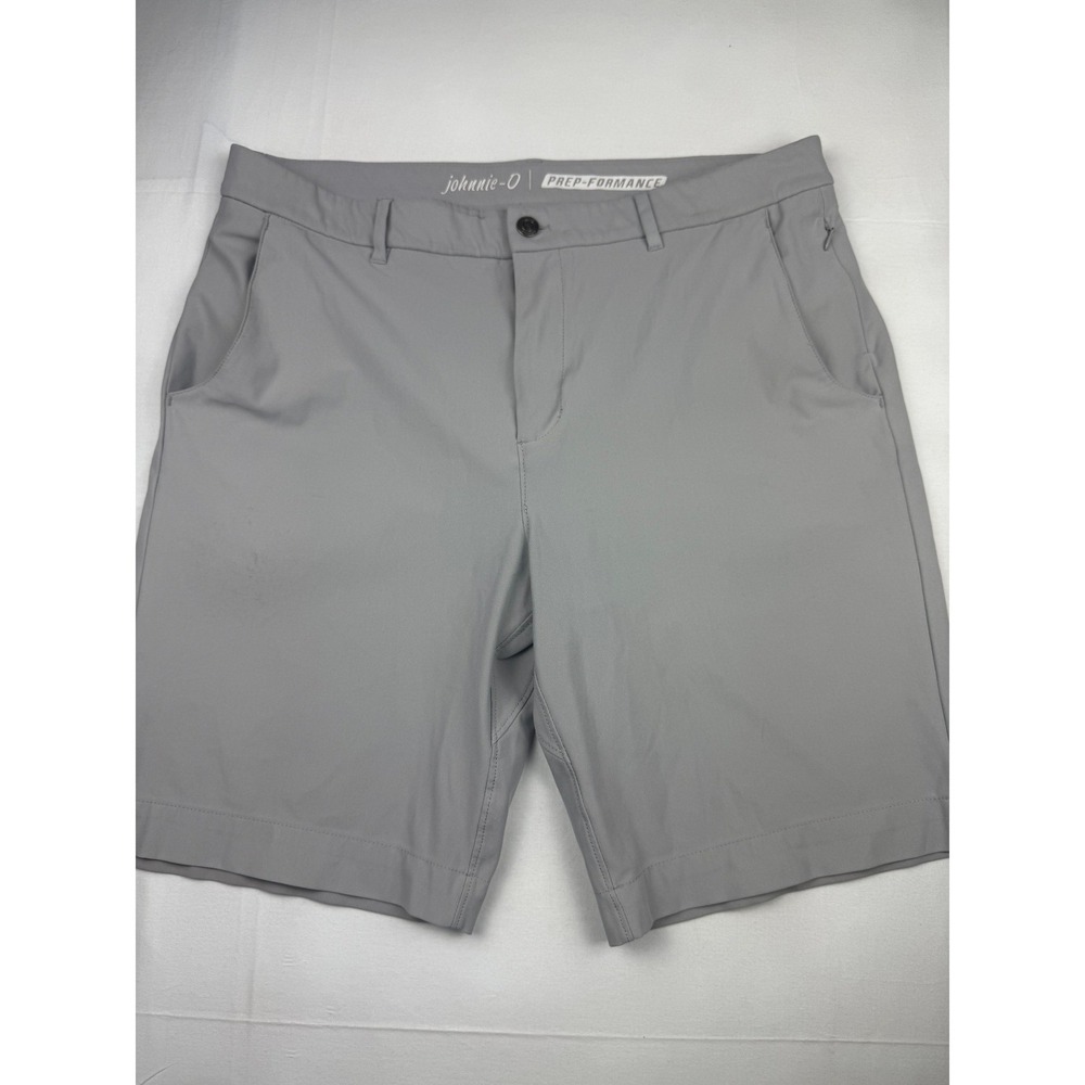 Johnnie-O Golf Shorts 36 Grey Prep-Formance Performance Flat Front Mens